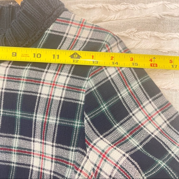 SEA NEW YORK BLUE PLAID/ LACE EYELET CREWNECK TOP BLOUSE SZ M ACCDEMIA PREPPY - Picture 8 of 8